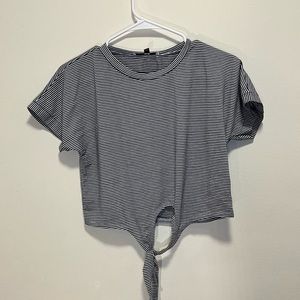 Black & White stripe crop top